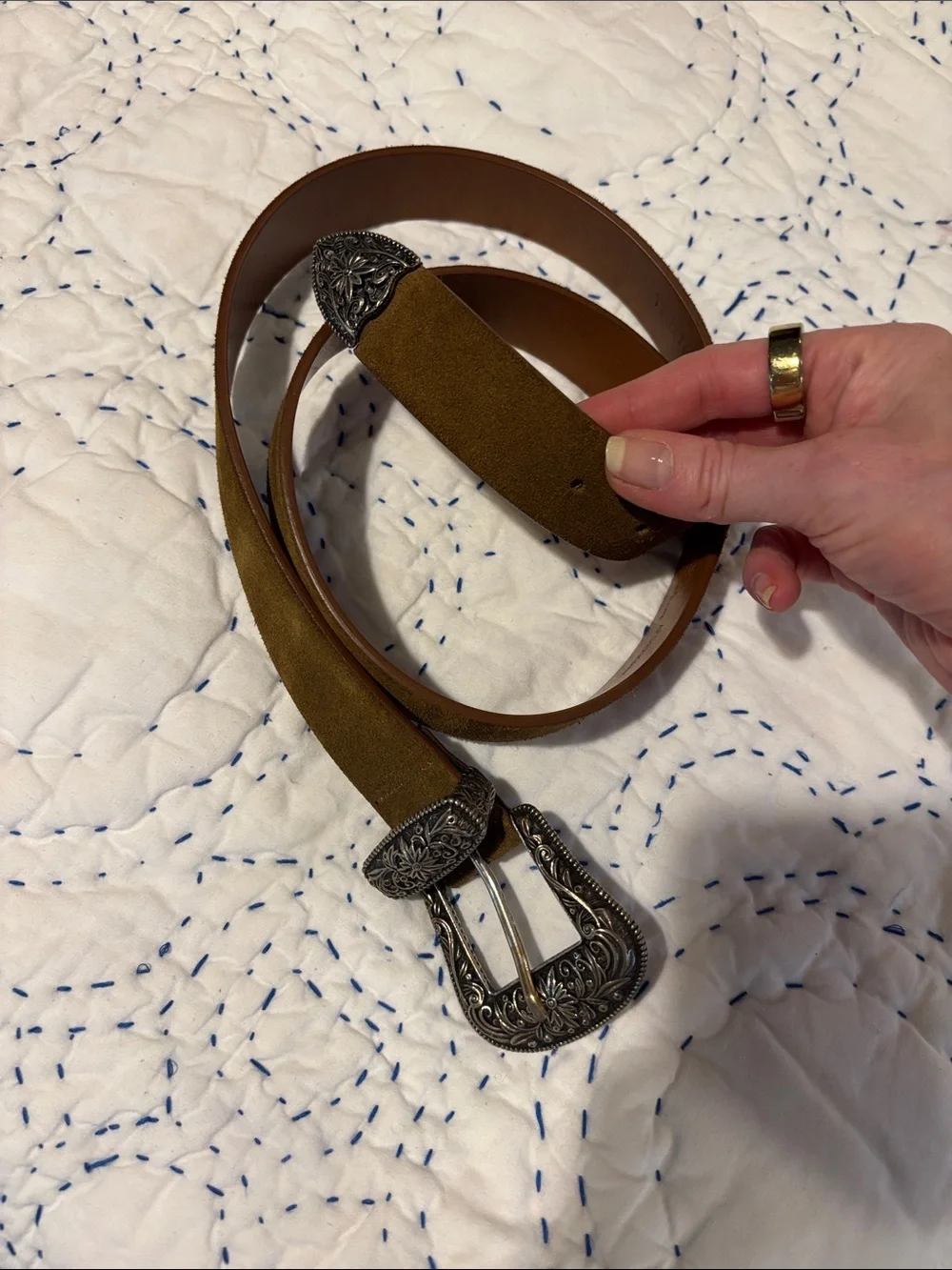 The Kooples Brown Suede Belt with Buckle